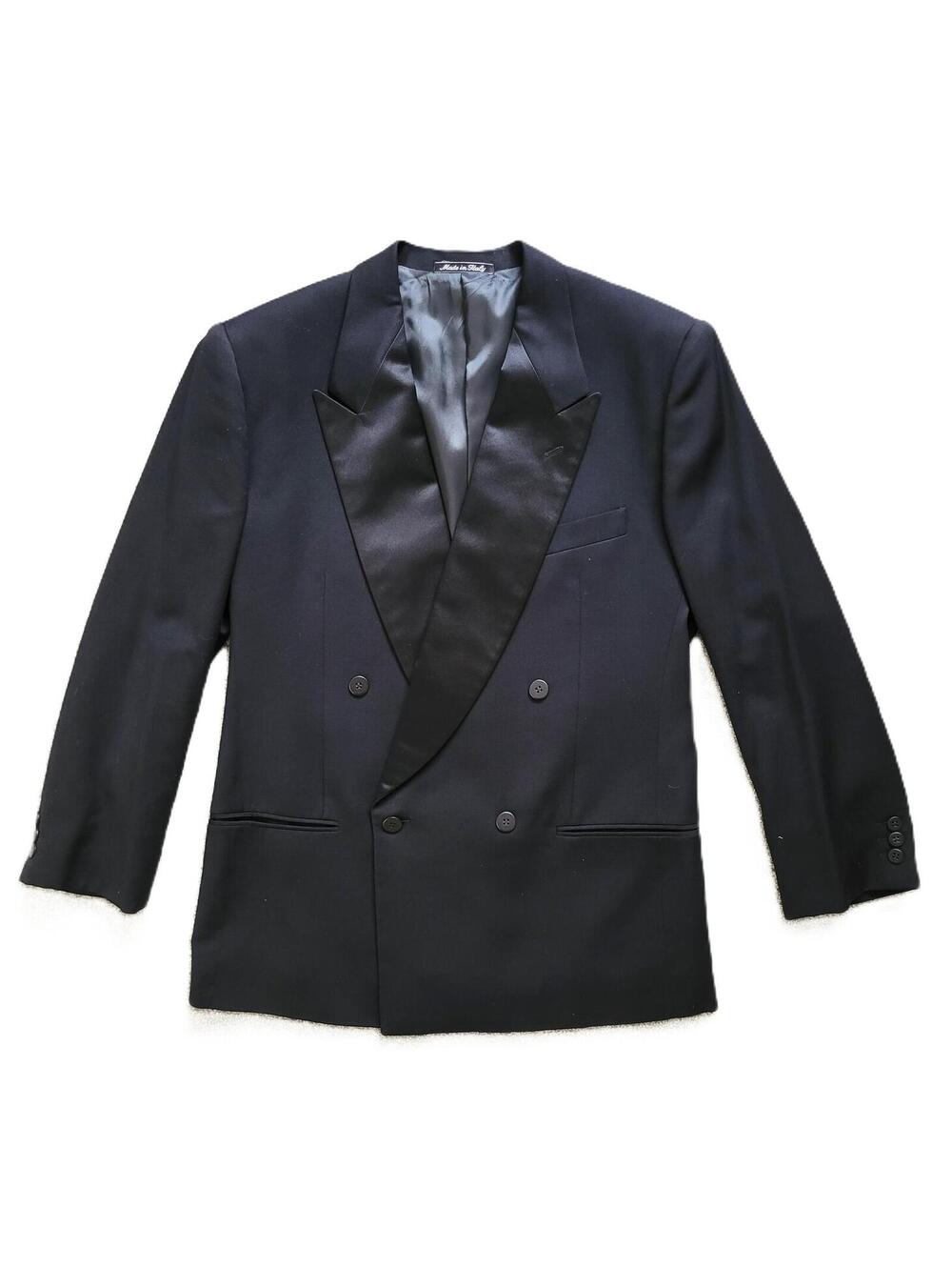 Giorgio Armani Le Collezioni Tuxedo Jacket Men's 42R Black Wool Made in Italy